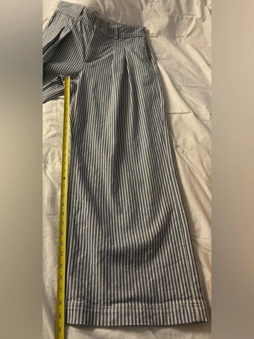 Boden Brompton Wide Leg Trousers in Blue Stripe size 12R - Picture 9 of 12